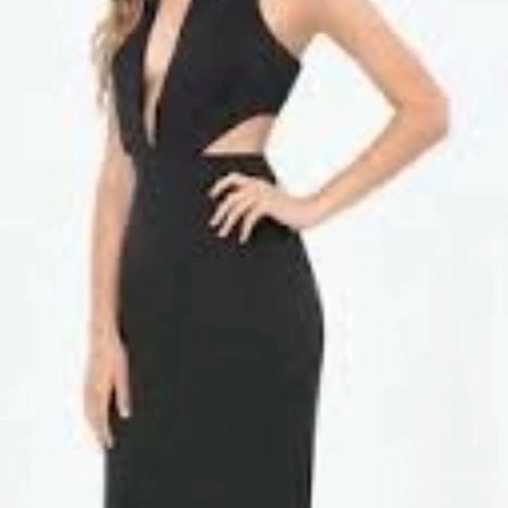 Nicole Miller Black Cutout Plunge Neck Dress